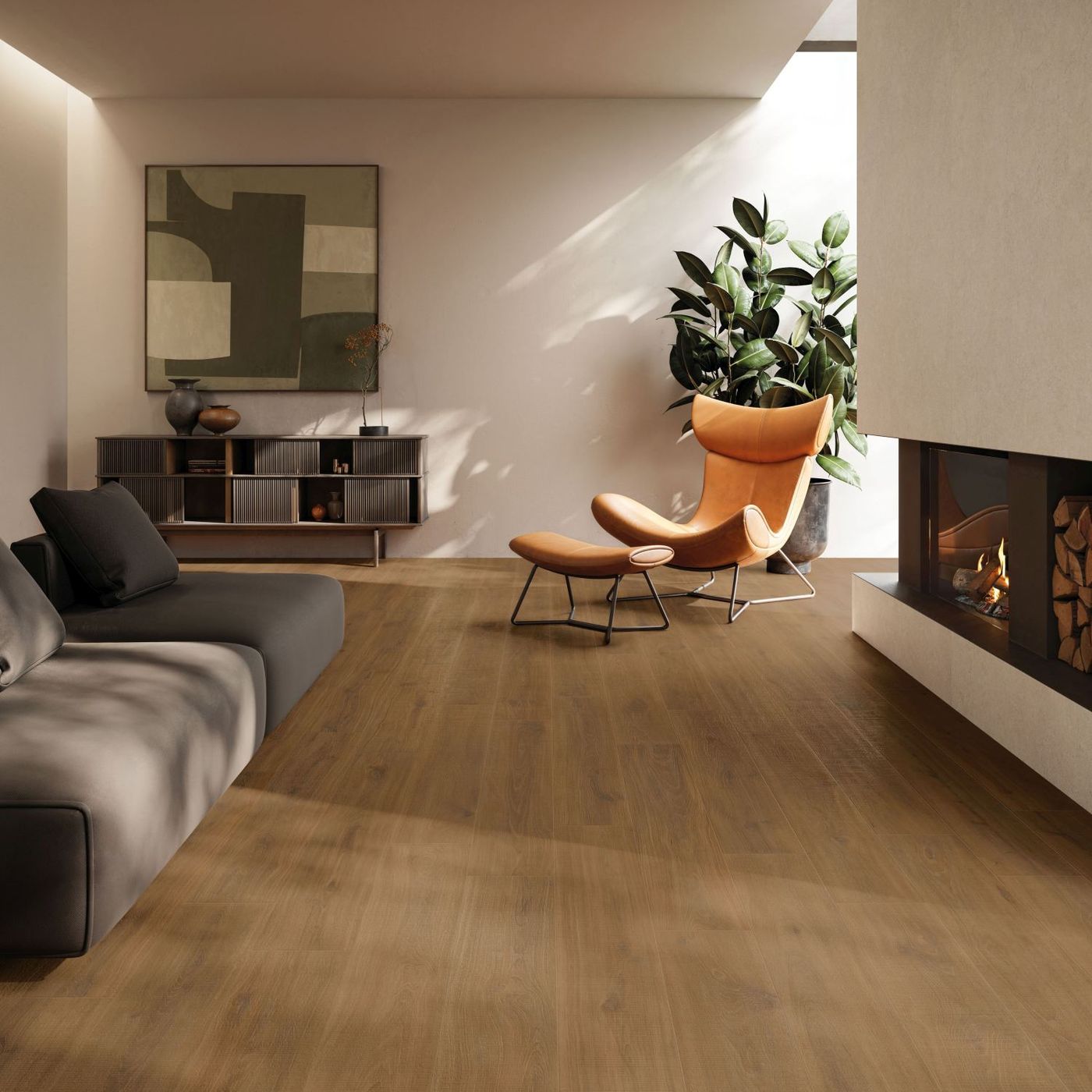 4EVER Cinnamon Saw Cut installed in a finished interior