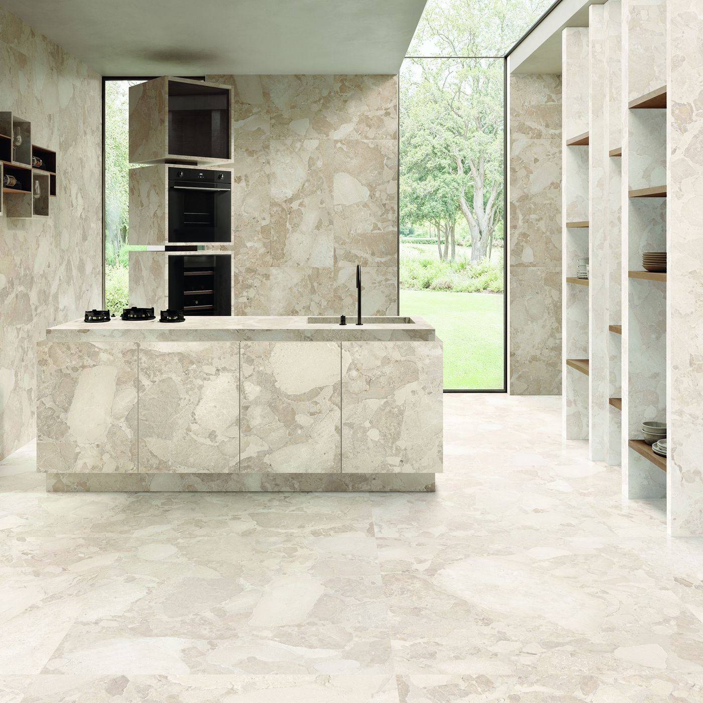 Matera Stone Sassi Beige installed in a finished interior