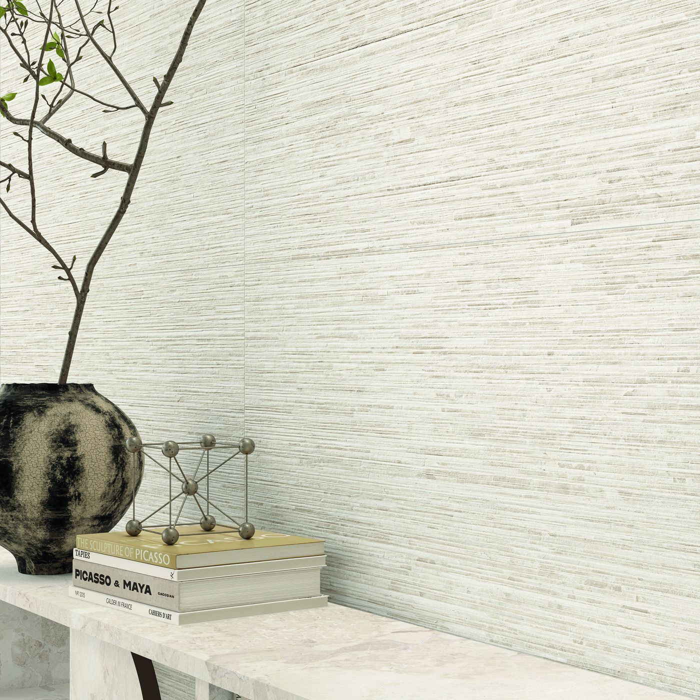 Matera Stone Ritmo White installed in a finished interior