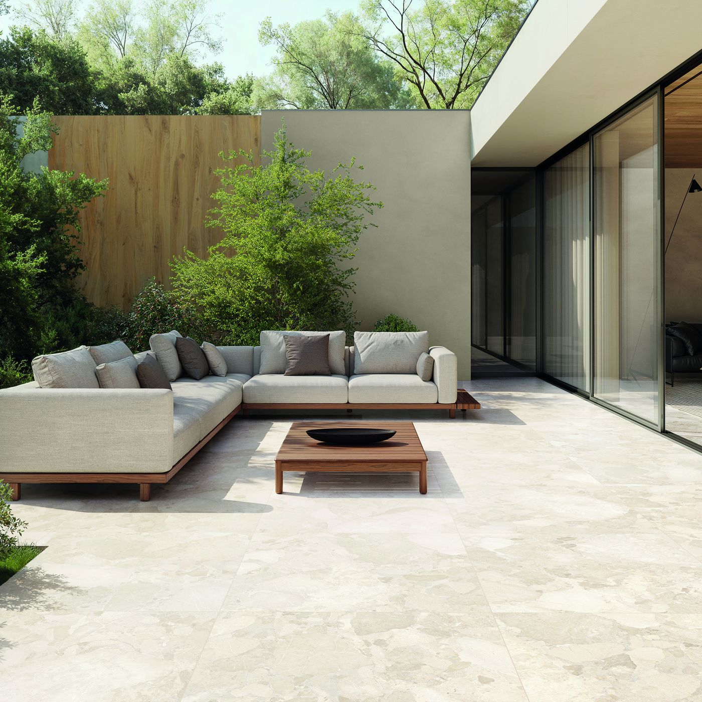 Matera Stone Sassi White installed in a finished interior