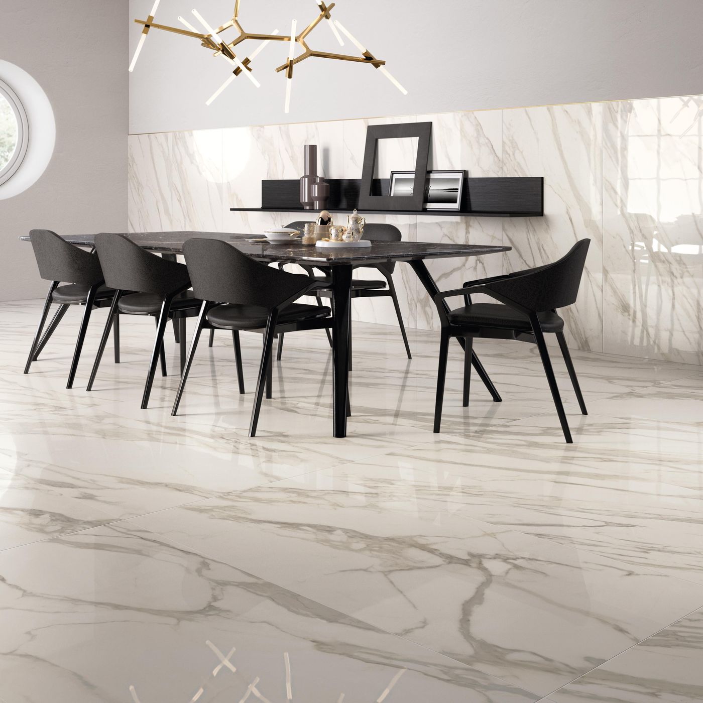 Purity of Marble Calacatta installed in a finished interior