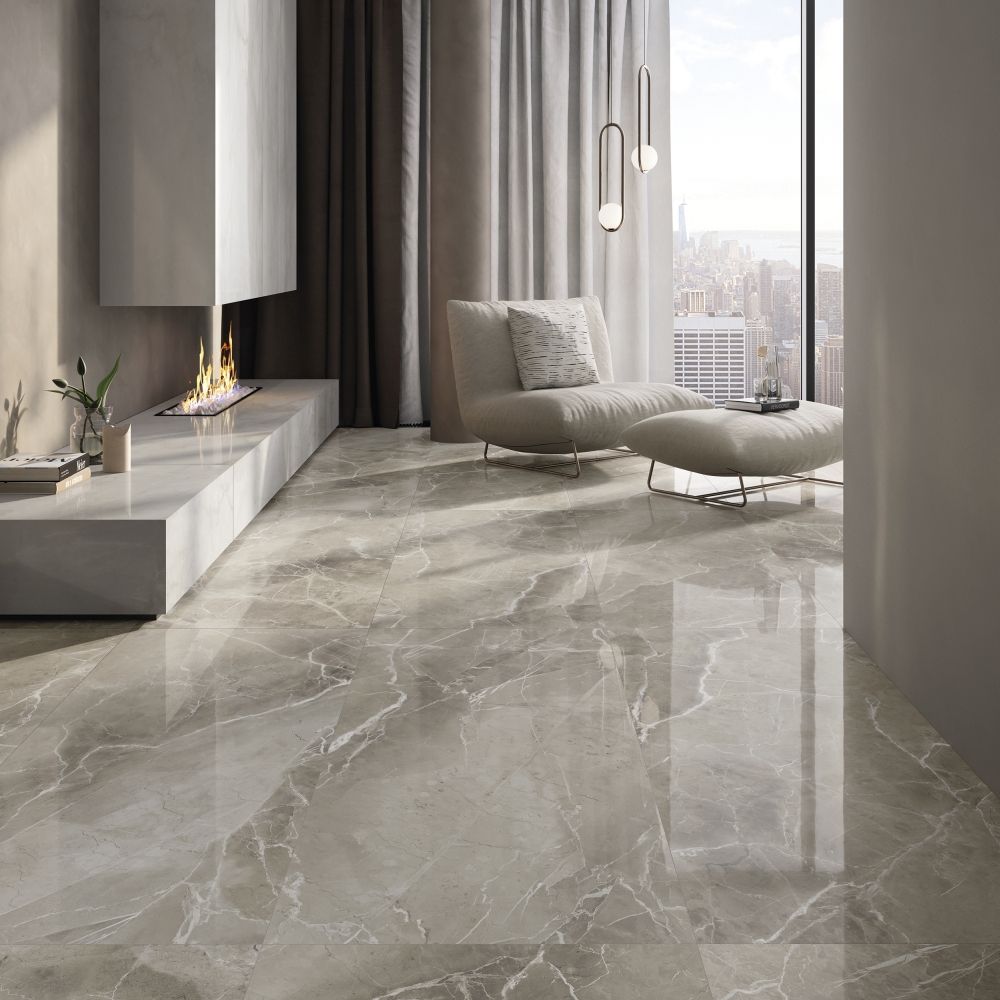 Purity of Marble Elegant Greige installed in a finished interior