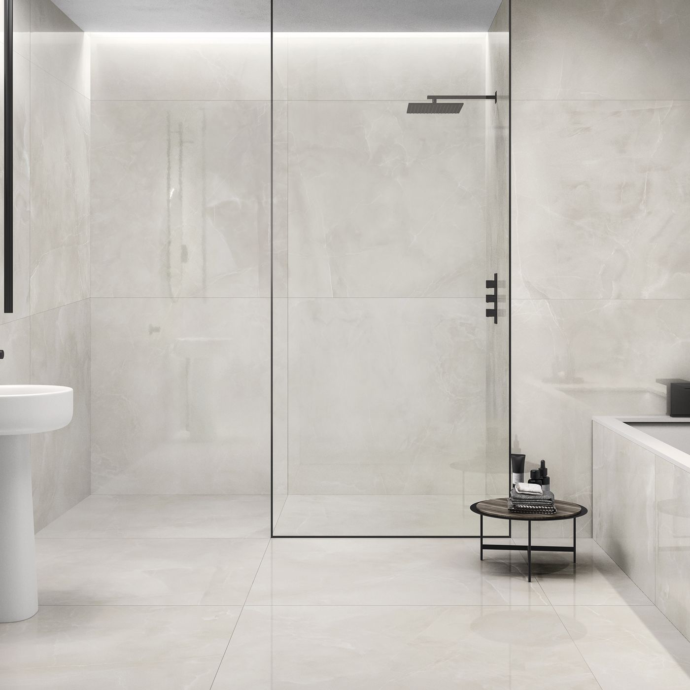 Purity of Marble Onyx Pearl installed in a finished interior