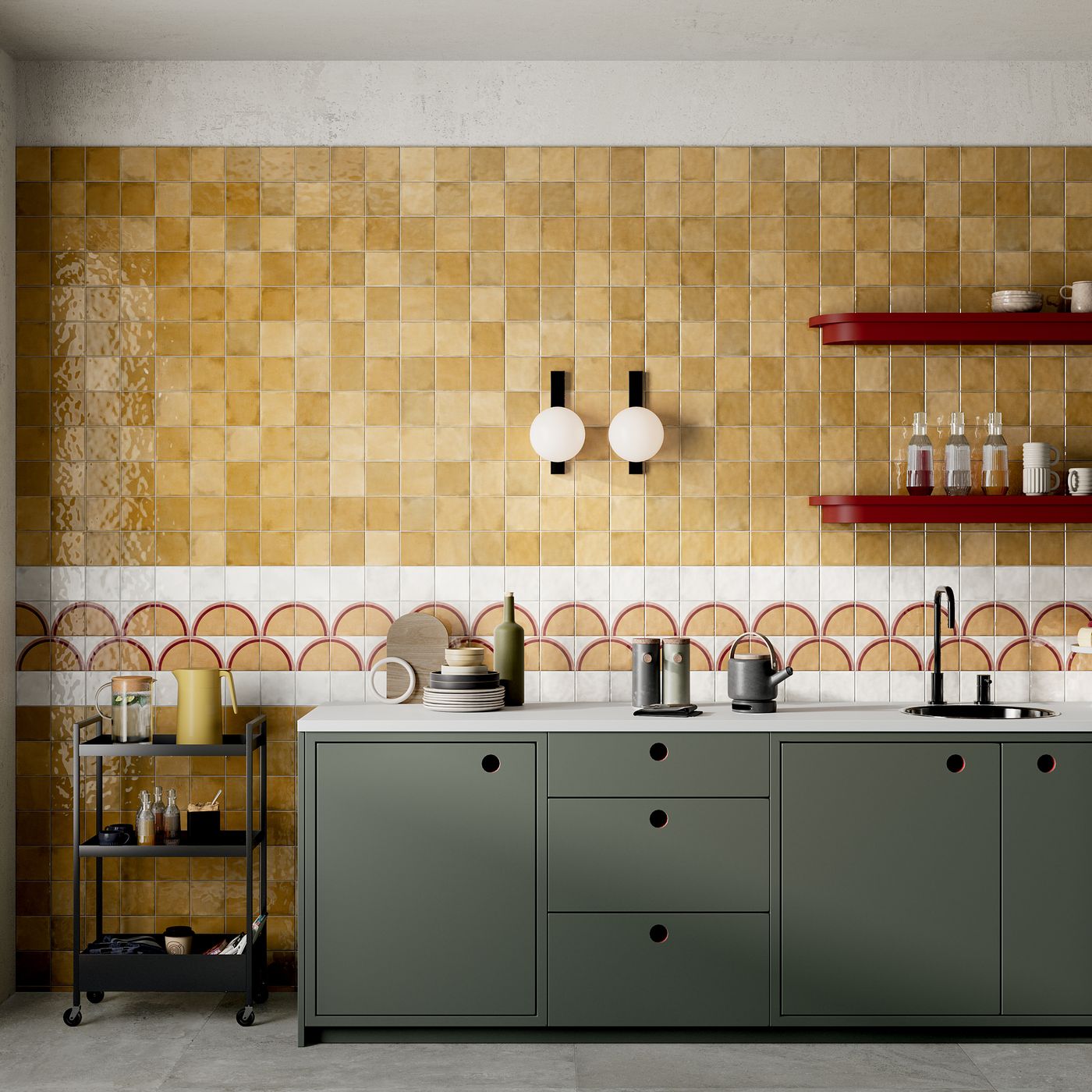 Small Ocher installed in a finished interior