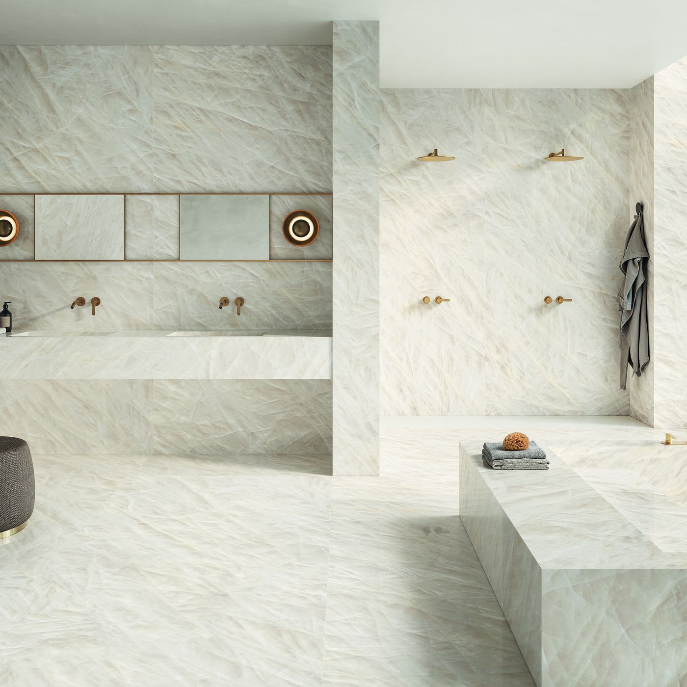 Tele di Marmo Crystal Vitrum White installed in a finished interior