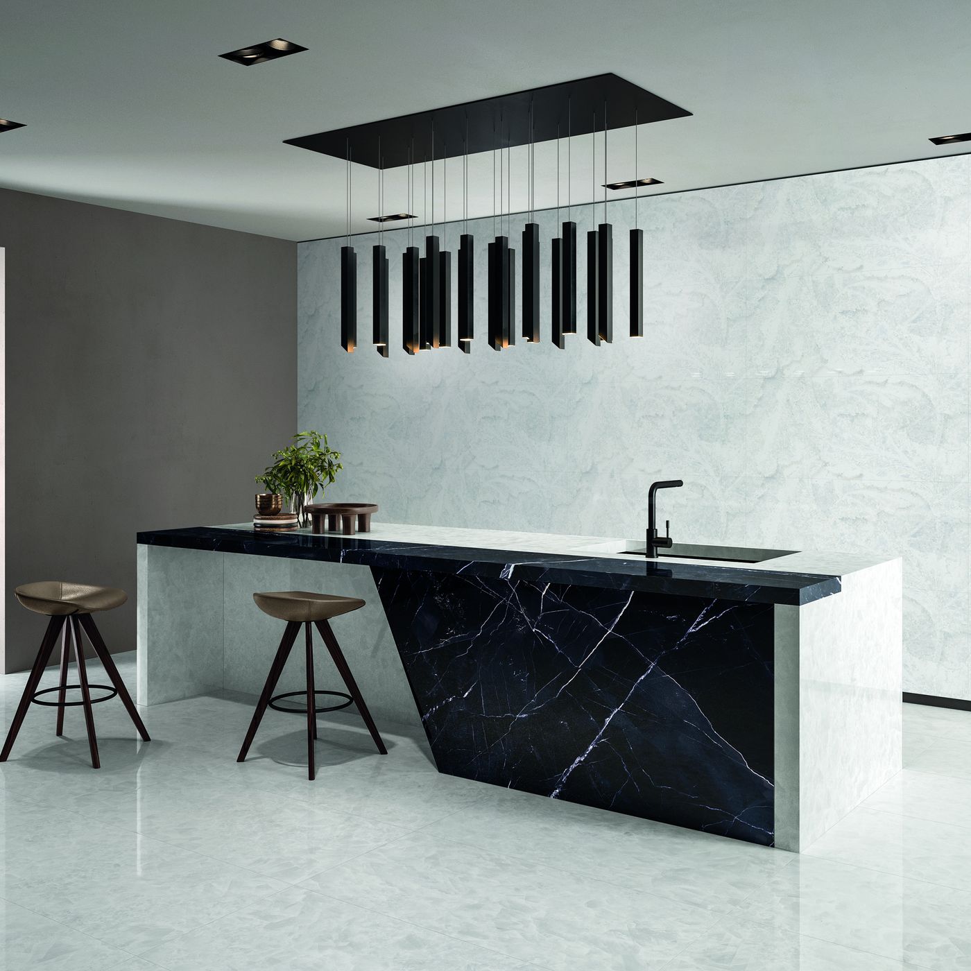 Tele di Marmo Revolution Thassos installed in a finished interior